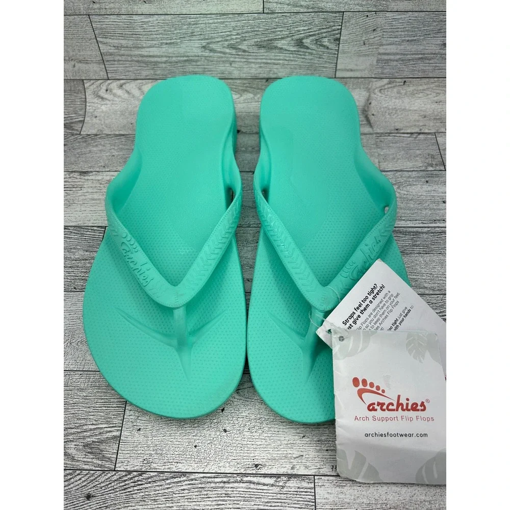 Archies Arch Support Flip Flops Mint Green Men 10 Women 11 Orthotic‎ Sandals NEW